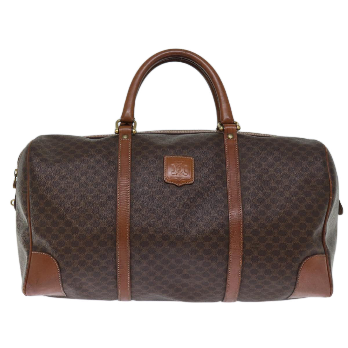 Luxury CELINE Macadam Canvas Boston Bag PVC Brown  74226