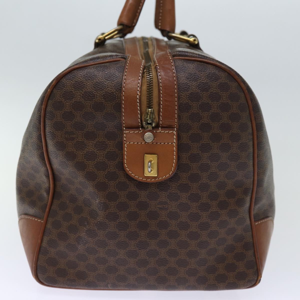 Luxury CELINE Macadam Canvas Boston Bag PVC Brown  74226