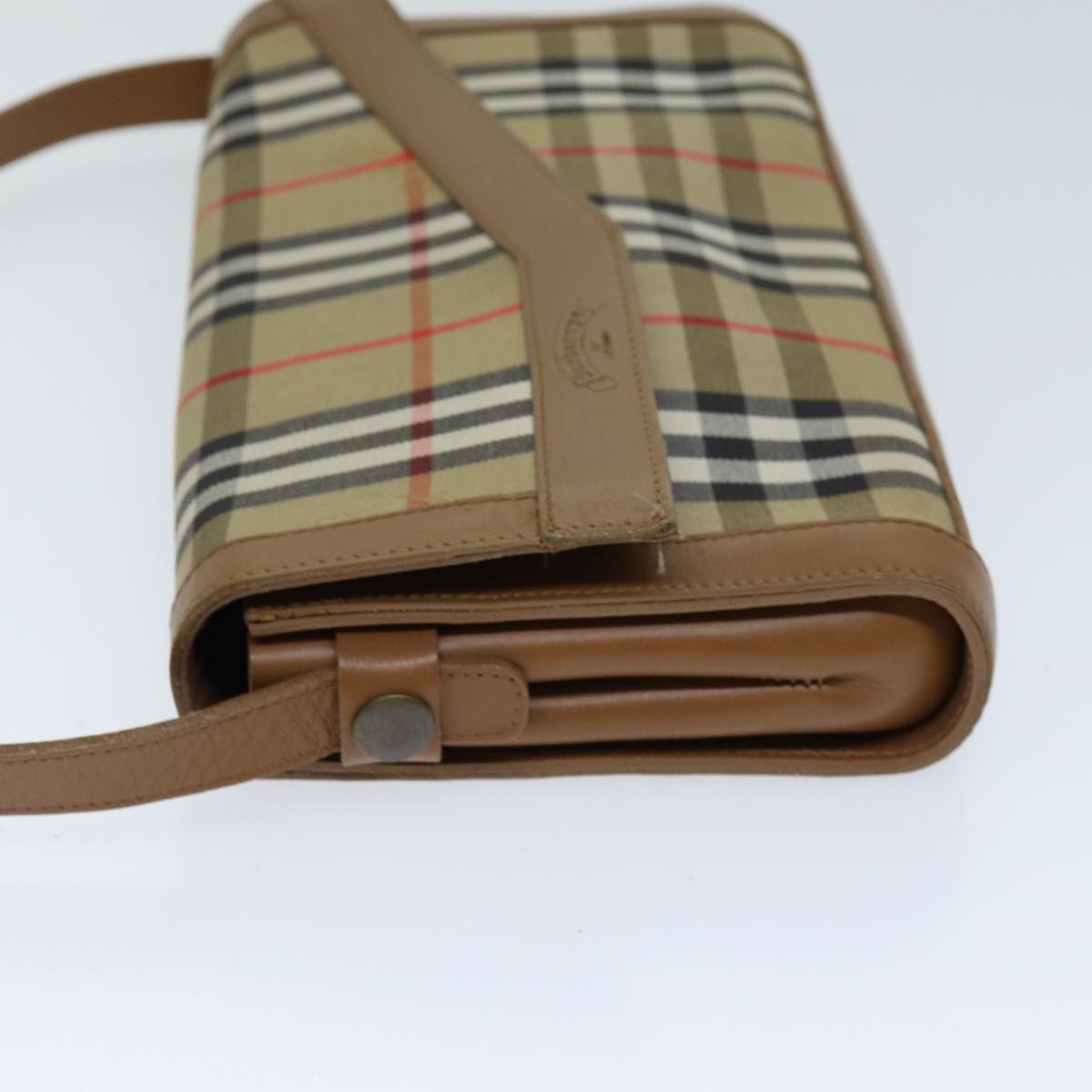 Luxury BurberrySs Nova Check Shoulder Bag Canvas Beige Auth 74254