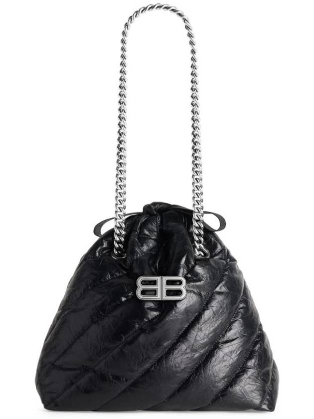 Luxury Balenciaga Trending 2025 Crush Embellished Logo Quilted Leather Tote Bag Black
