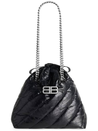 Luxury Balenciaga Trending 2025 Crush Embellished Logo Quilted Leather Tote Bag Black