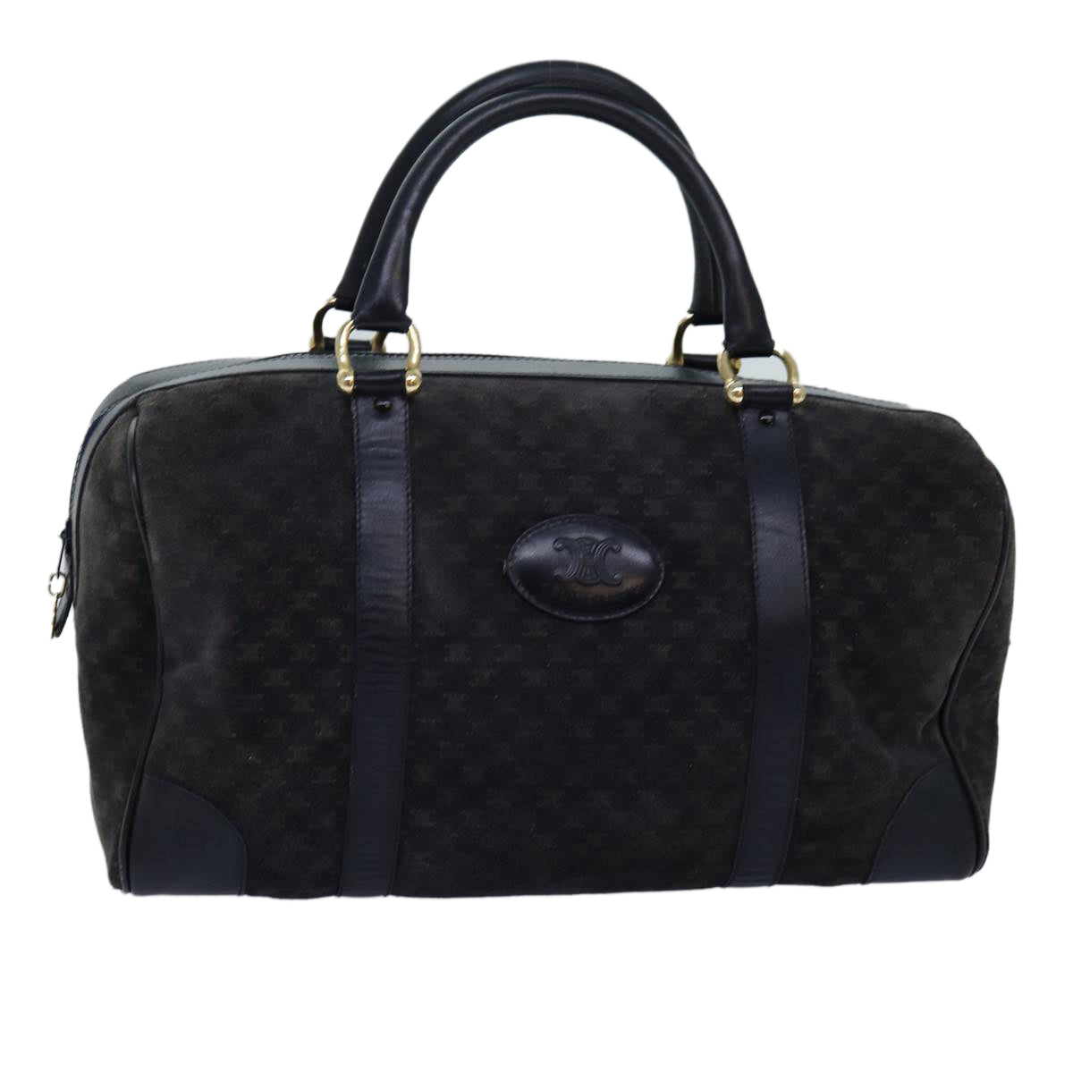Luxury CELINE Macadam Canvas Boston Bag Black  74547