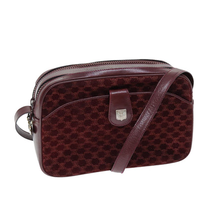 Luxury CELINE Macadam Canvas Shoulder Bag Bordeaux  74595