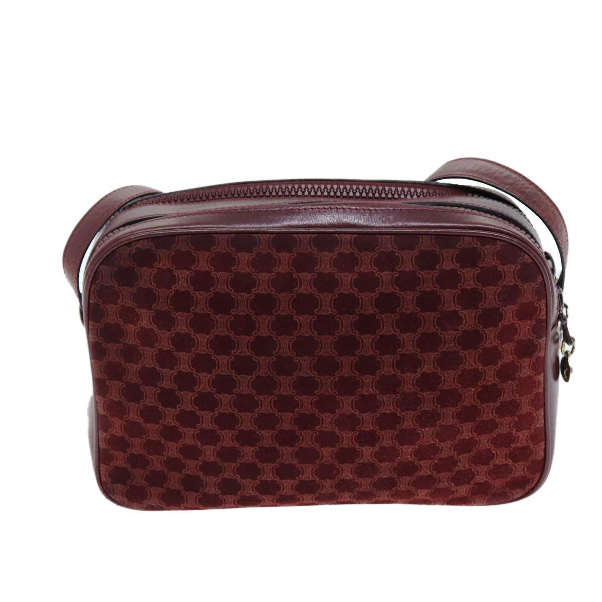 Luxury CELINE Macadam Canvas Shoulder Bag Bordeaux  74595