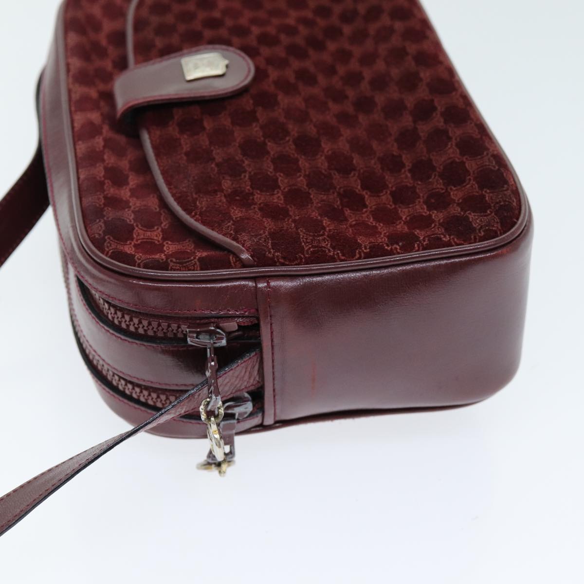 Luxury CELINE Macadam Canvas Shoulder Bag Bordeaux  74595
