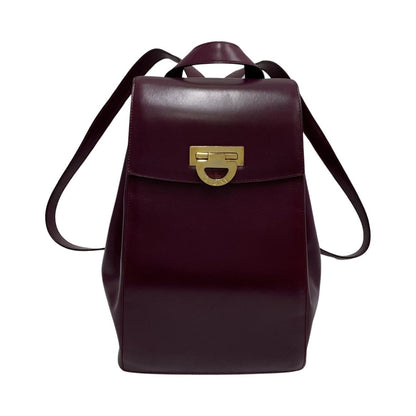CELINE Backpack Calfskin, Leather purple logo Metal Women