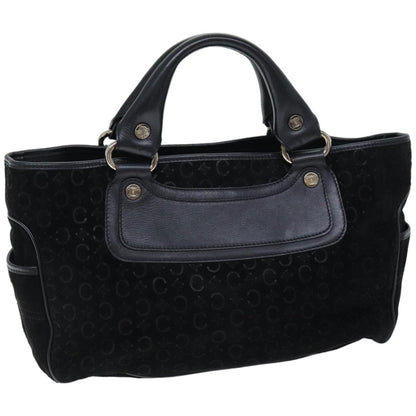 Luxury CELINE C Macadam Canvas Hand Bag Suede Black  74639
