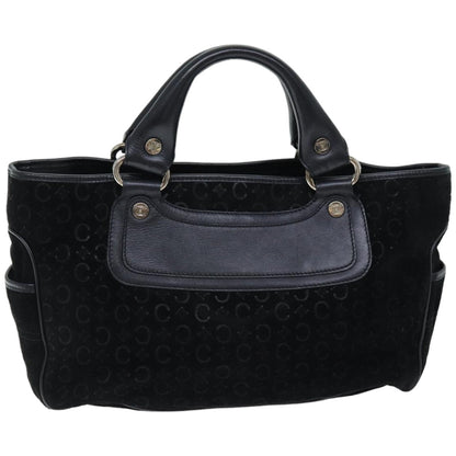 Luxury CELINE C Macadam Canvas Hand Bag Suede Black  74639