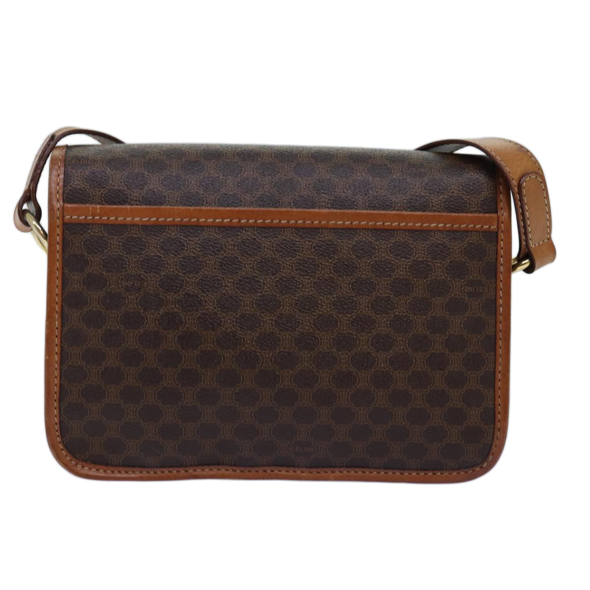 Luxury CELINE Macadam Canvas Shoulder Bag PVC Brown  74680