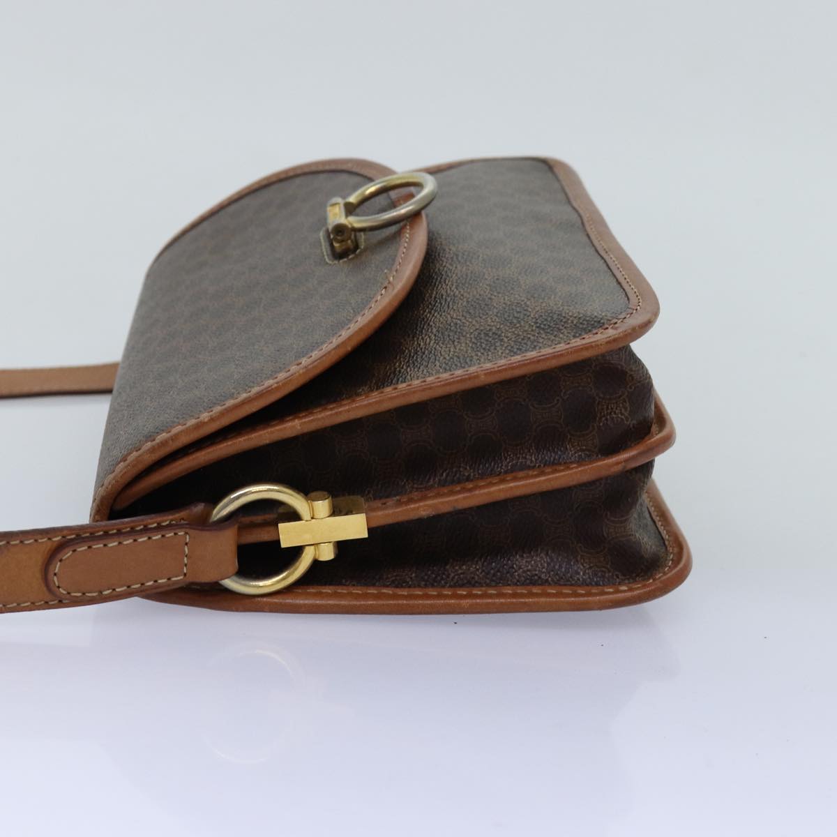 Luxury CELINE Macadam Canvas Shoulder Bag PVC Brown  74680