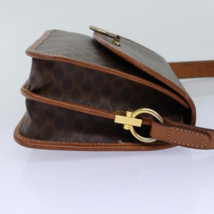 Luxury CELINE Macadam Canvas Shoulder Bag PVC Brown  74680