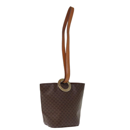 Luxury CELINE Macadam Canvas Shoulder Bag PVC Brown  74685