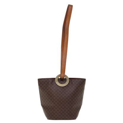 Luxury CELINE Macadam Canvas Shoulder Bag PVC Brown  74685