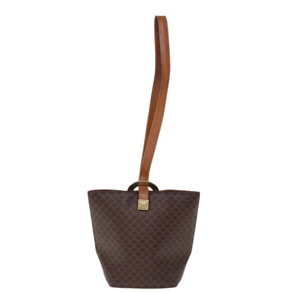 Luxury CELINE Macadam Canvas Shoulder Bag PVC Brown  74685