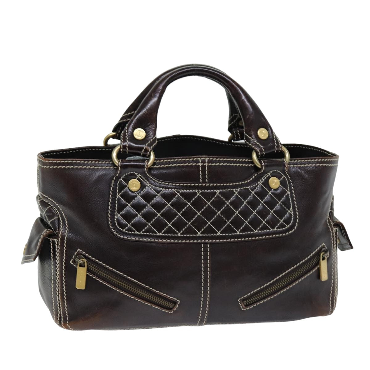 Luxury CELINE Hand Bag Leather Brown  74692