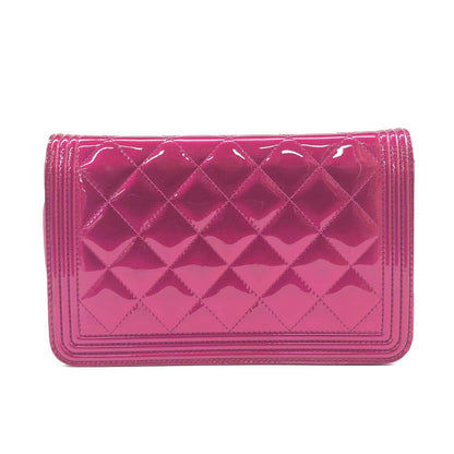 Chanel Boy WOC Wallet on Chain Half Flap 2014 Electric Fuchsia Pink Patent Leather