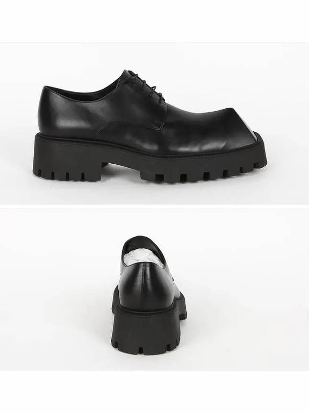 Luxury Balenciaga Trending 2025 Men's Rhino Square Toe Leather Derby Black