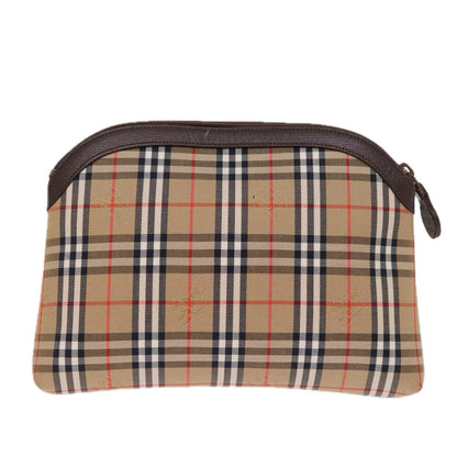 Luxury BurberrySs Nova Check Clutch Bag Canvas Beige Auth 74811