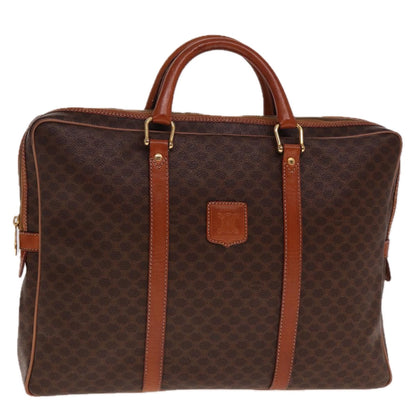 Luxury CELINE Macadam Canvas Hand Bag PVC Leather Brown  74886