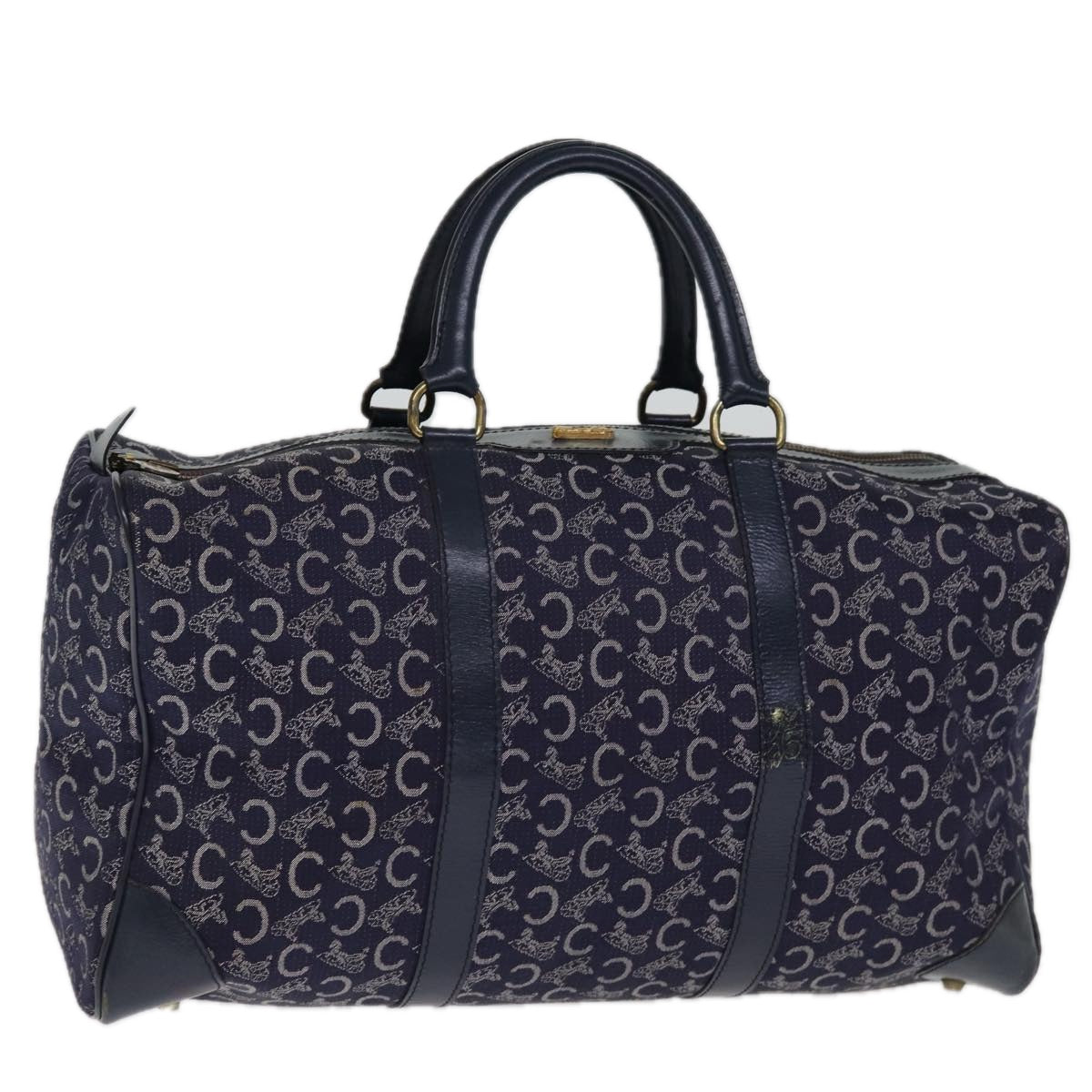 Luxury CELINE C Macadam Canvas Boston Bag Navy  74992