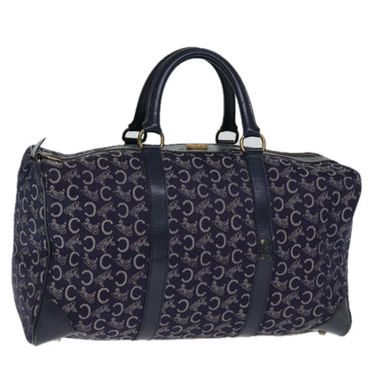 Luxury CELINE C Macadam Canvas Boston Bag Navy  74992
