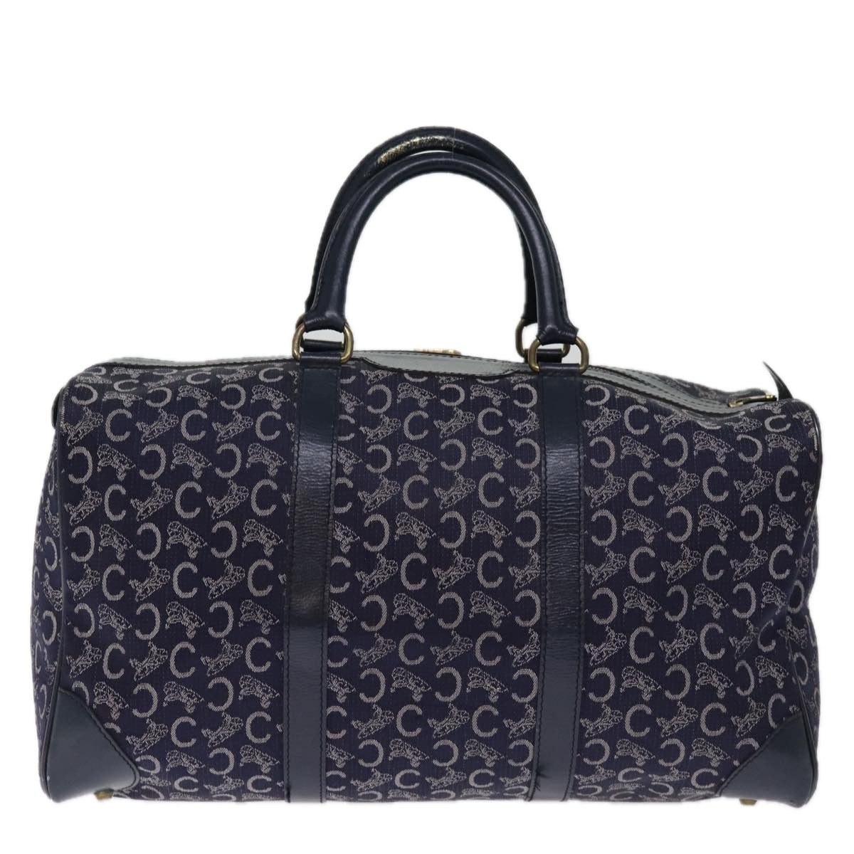 Luxury CELINE C Macadam Canvas Boston Bag Navy  74992