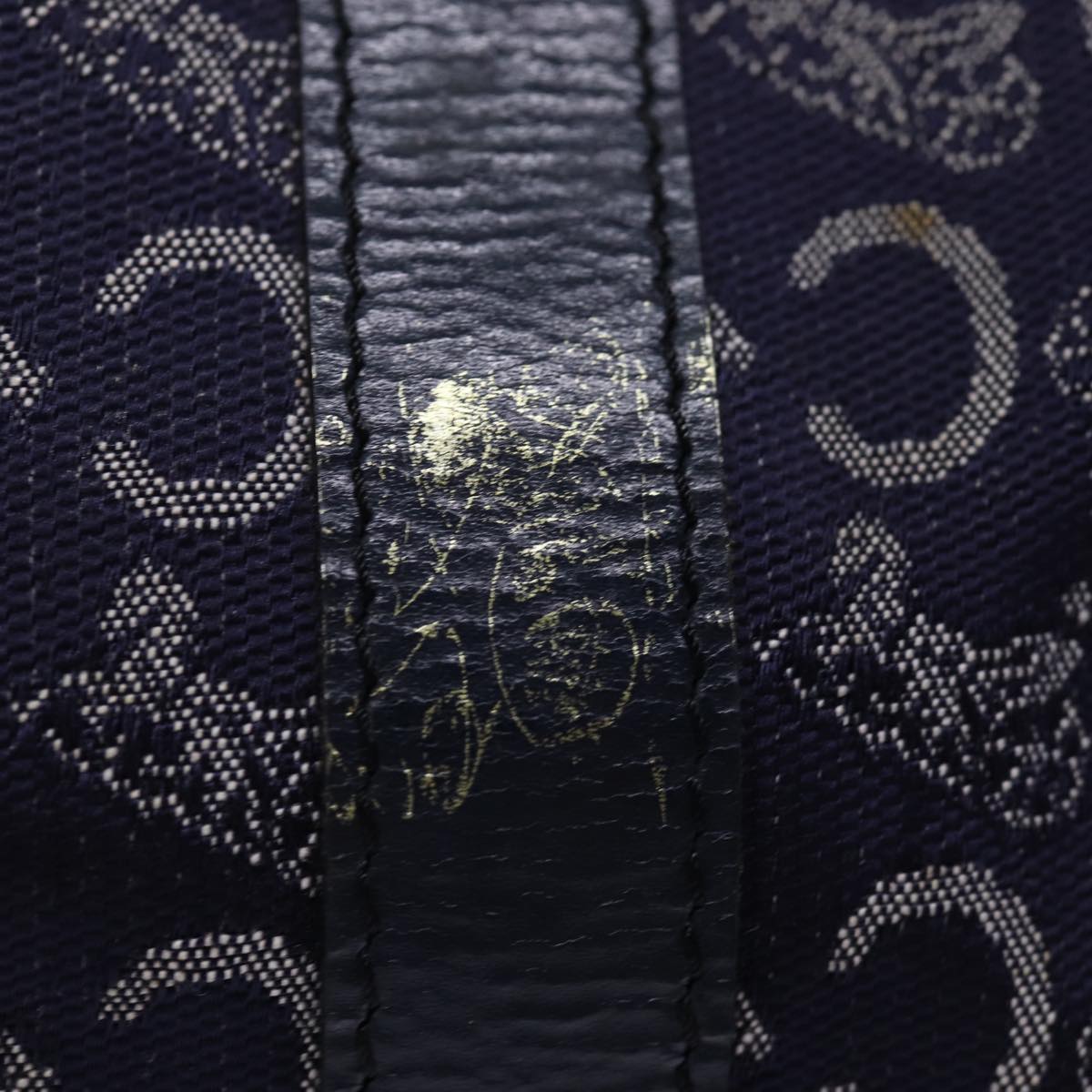 Luxury CELINE C Macadam Canvas Boston Bag Navy  74992