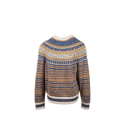 CHANEL SIZE 40 sweater silk/cashmere/Mohair Brown/Blue/Multicolour
