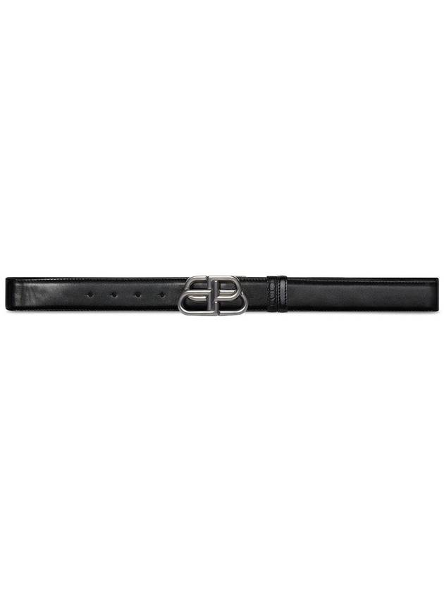 Luxury Balenciaga Trending 2025 BB Logo Reversible Leather Belt Black