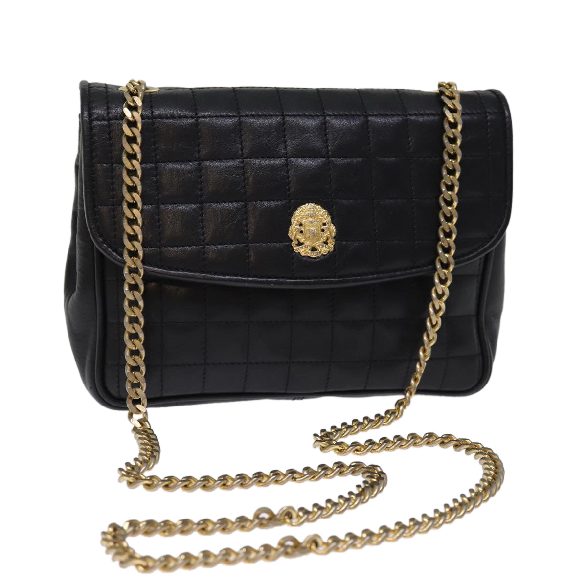 Luxury CELINE Chain Shoulder Bag Leather Black  75054