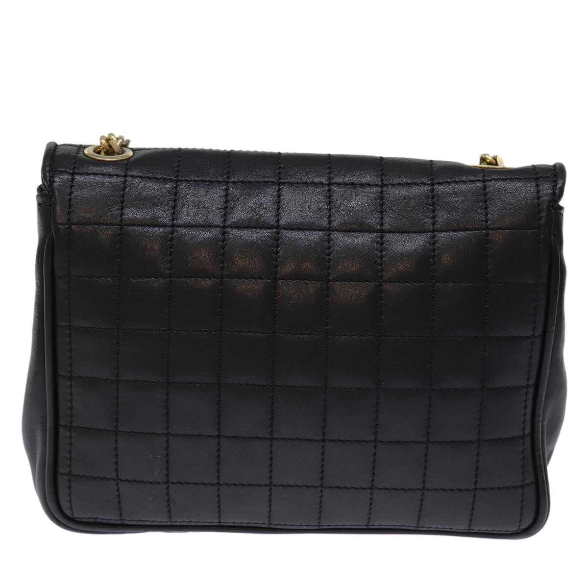 Luxury CELINE Chain Shoulder Bag Leather Black  75054