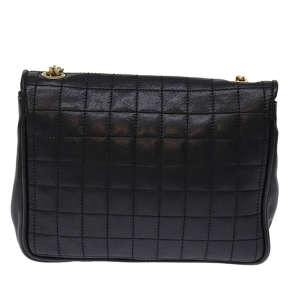 Luxury CELINE Chain Shoulder Bag Leather Black  75054
