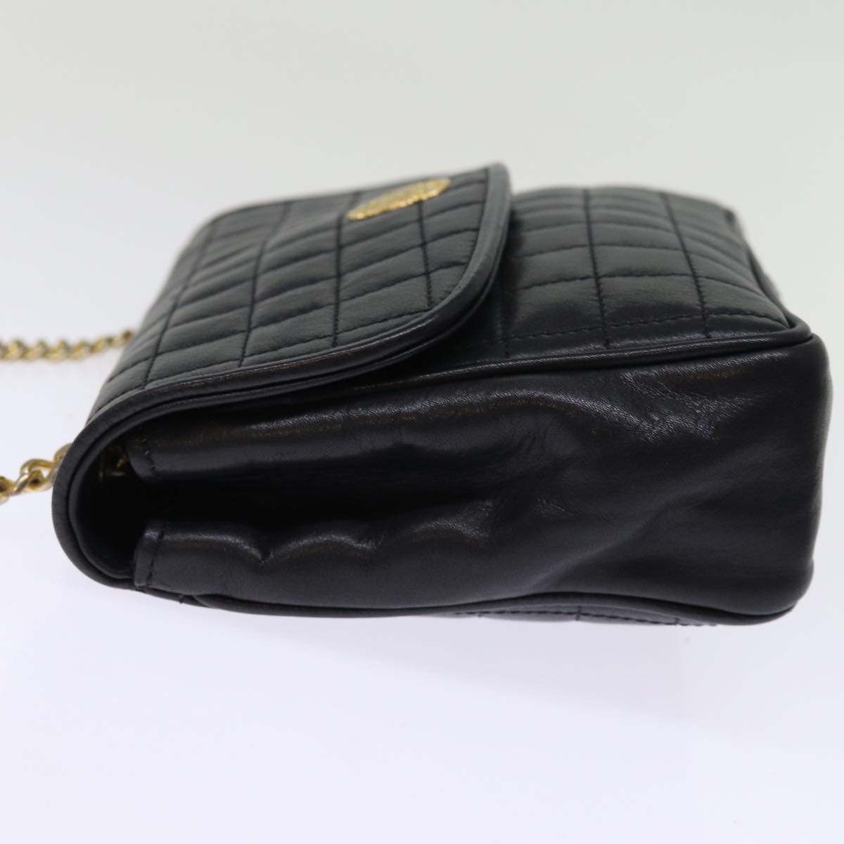 Luxury CELINE Chain Shoulder Bag Leather Black  75054
