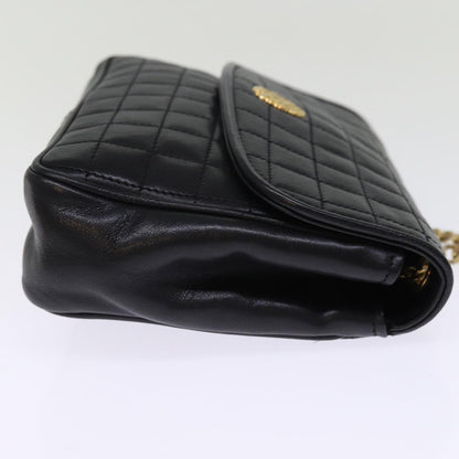 Luxury CELINE Chain Shoulder Bag Leather Black  75054