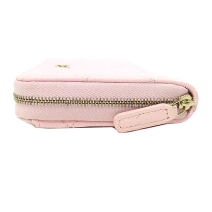 CHANEL Long Wallet Purse Grained Calfskin Skin pink Matelasse COCO Mark Gold Metal