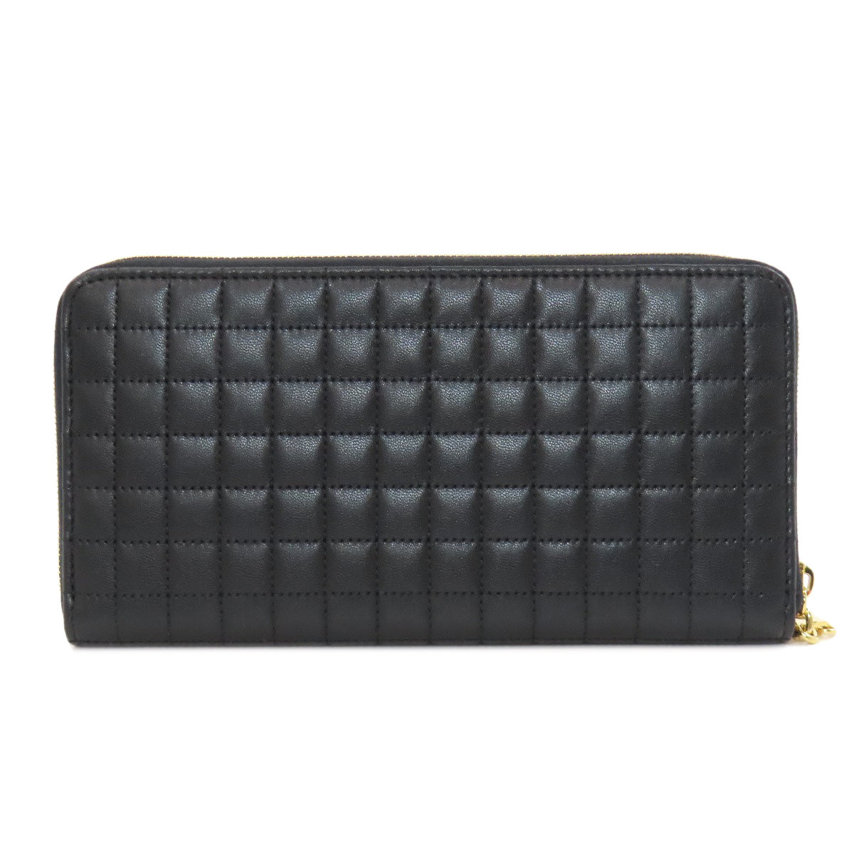 CELINE Long Wallet Purse leather black Zip Around Women(Unisex)