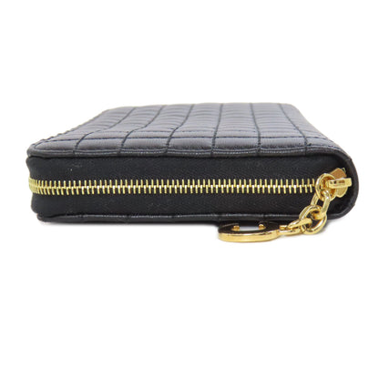CELINE Long Wallet Purse leather black Zip Around Women(Unisex)