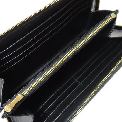 CELINE Long Wallet Purse leather black Zip Around Women(Unisex)