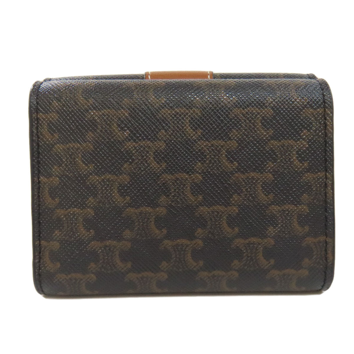 CELINE Bifold Wallet PVC Brown Tri-fold Wallet Macadam Women
