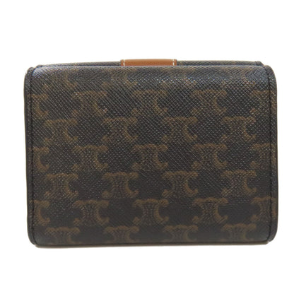 CELINE Bifold Wallet PVC Brown Tri-fold Wallet Macadam Women