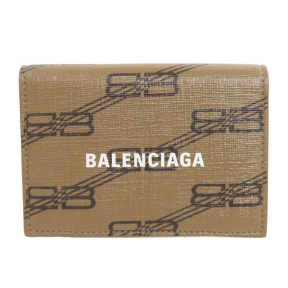 BALENCIAGA Bifold Wallet 594312 PVC Brown BB Tri-fold Wallet Women(Unisex)