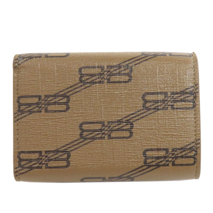BALENCIAGA Bifold Wallet 594312 PVC Brown BB Tri-fold Wallet Women(Unisex)
