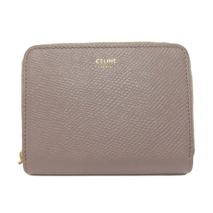 CELINE Coin case leather gray logo Women