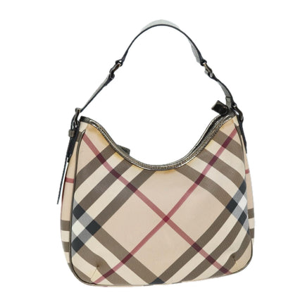 Luxury Burberry Nova Check Shoulder Bag Coated Canvas Beige Auth 75141