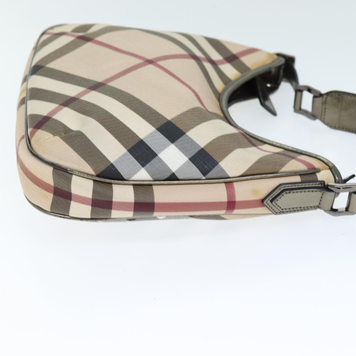 Luxury Burberry Nova Check Shoulder Bag Coated Canvas Beige Auth 75141