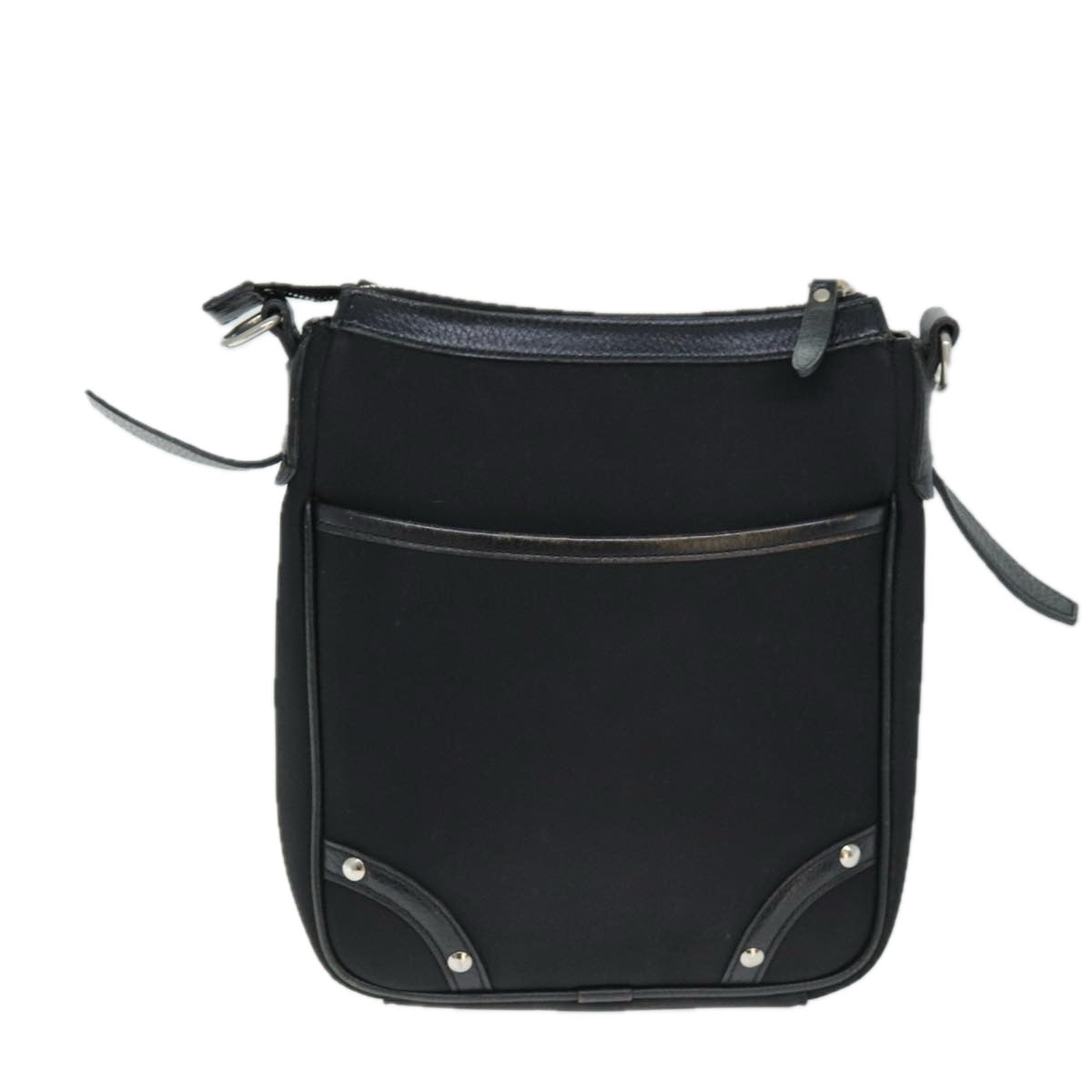 Luxury Burberry Nova Check Shoulder Bag Nylon Black Beige Auth 75144