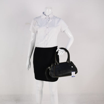 CHANEL Calfskin Leather Tassel Medium Black Bowler bag