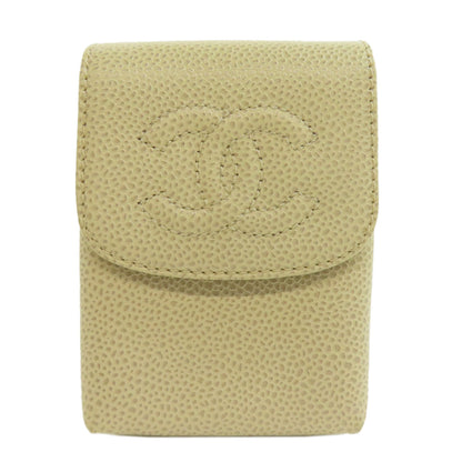 CHANEL Cigarette case Grained Calfskin Skin white COCO Mark Gold Metal Cigarette Case Women