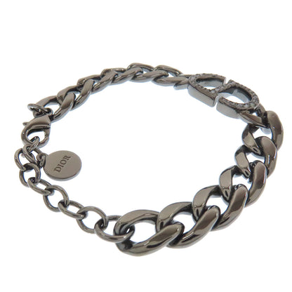 Christian Dior bracelet metallic black CD logo rhinestone
