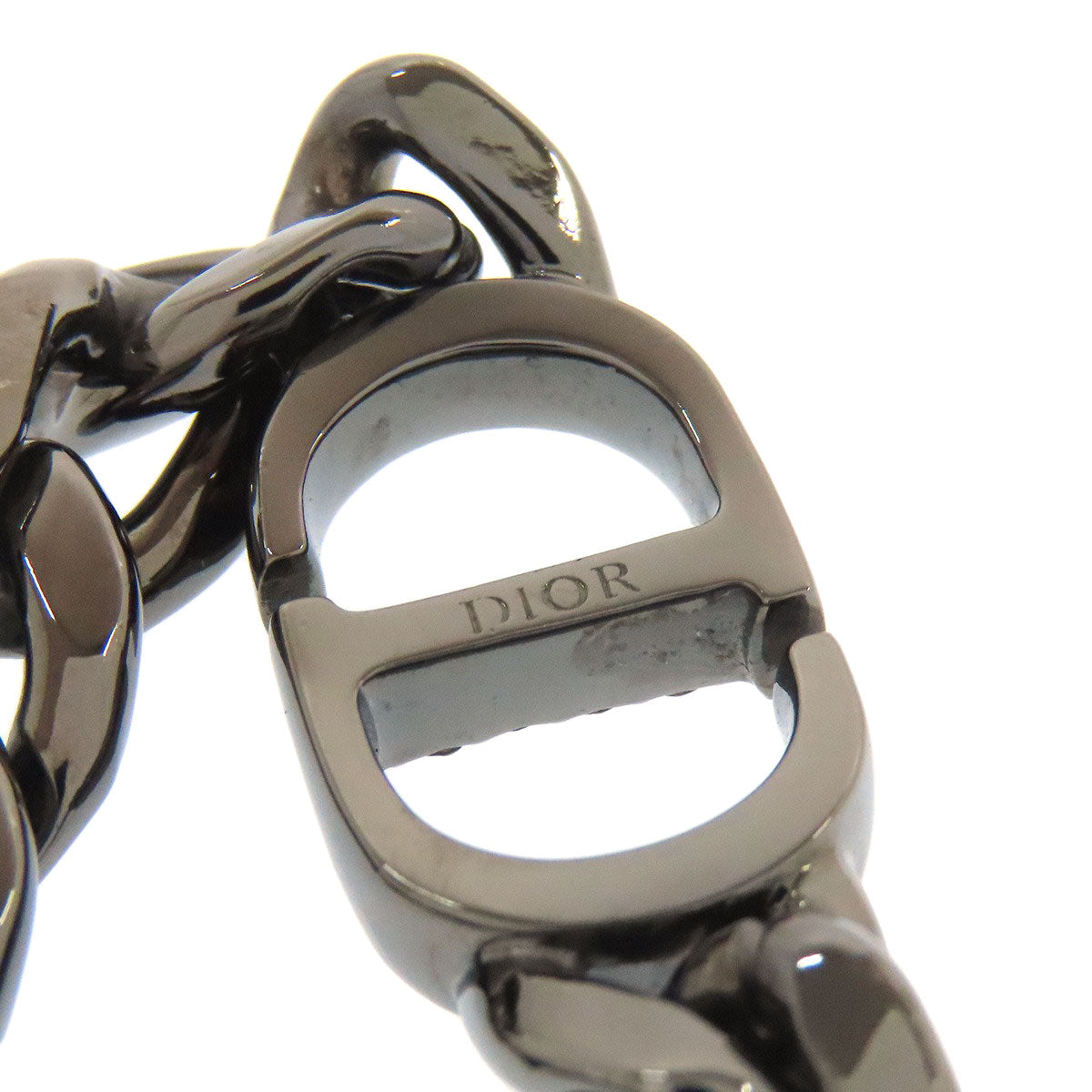 Christian Dior bracelet metallic black CD logo rhinestone